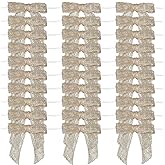 7Rainbows 30pcs Boutique 2.5" Burlap Ribbon Bows Craft Twist Tie Bows for Tying Up Packages Gift Wrapping Christmas Tree