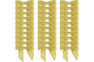AIMUDI Gold Satin Ribbon Twist Tie Bows 3.5" Pre-Tie Wreath Bows Premade Gold Gift Bows for Treat Bags Cake Pop Crafts Wedding Favors Goodie Bags Christmas Tree Baby Shower - 50 Counts