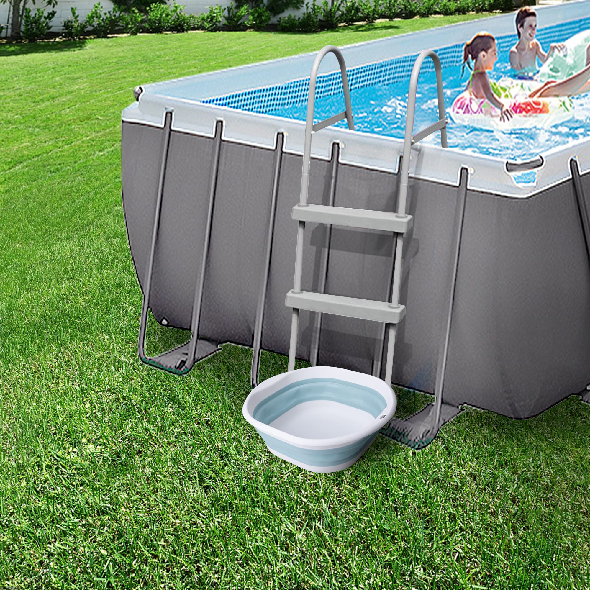 Tlswshsy Portable Pool Foot Bath,Collapsible Pool Foot Wash Basin Tub,Foot Bath Basin for Above Ground Swimming Pools Accessories