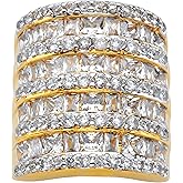 Palm Beach Jewelry 14K Yellow Gold Plated Princess Cut Cubic Zirconia Channel Set Ring