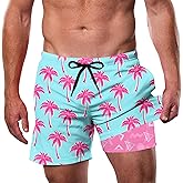 Cozople Men's Swim Trunks with Compression Liner 5.5" Inseam Quick Dry Bathing Suit Boxer Brief Lined Swim Shorts Swimwear
