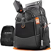 EVERKI Business 120 Laptop Backpack 40L with Rain Cover - Large Compartment Fits Up To 18.4", Travel Friendly Lightweight Business & Office Bag, 180° Fold-Out Design, Multiple Padded Pockets, Black