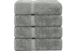 Chakir Turkish Linens Premium Cotton Absorbent Turkish Towels (Bath Towel - Set of 4, Gray)