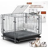 HOMESTEAD Rabbit Cage with Pull-Out Tray &ndash; 24 Inch Bunny Cage, Metal Rabbit Breeding Cage, Dual Access Doors, Waterproof Bottom &amp; Urine Guard