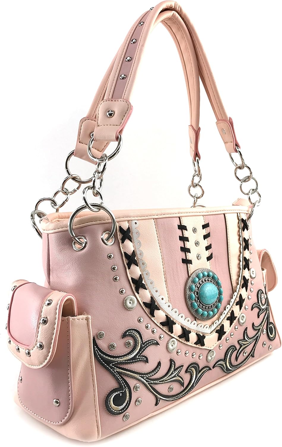 justin concealed carry light tan lace handbag