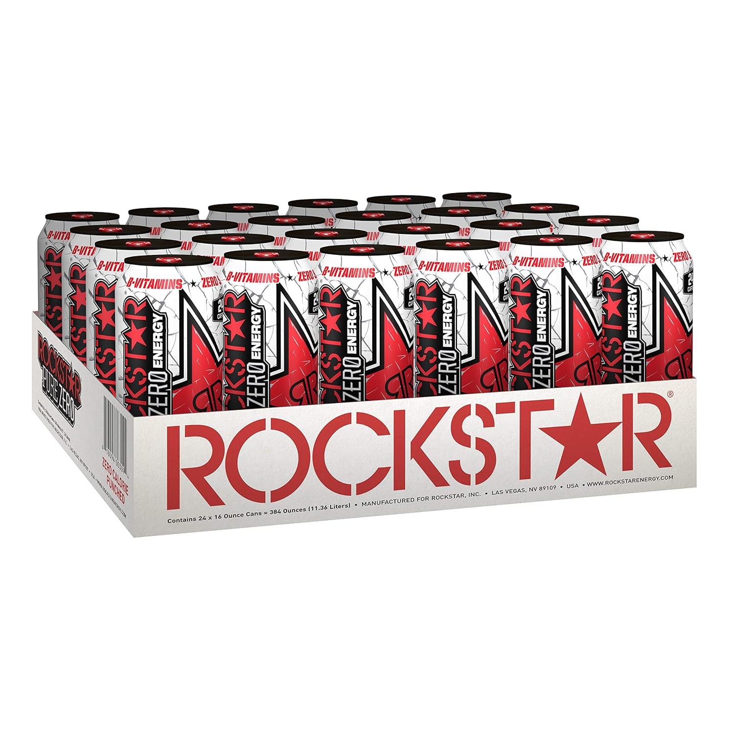 Rockstar Energy Drink Pure Zero Energy Drink, Punched, 16 Fluid Ounce (Pack of 24) (6930010) : Grocery & Gourmet Food