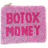 Pink Botox Money Coin Pouch, Beaded Purse, Small Wallets for Her, Birthday Gifts, Pink Pouch Purse
