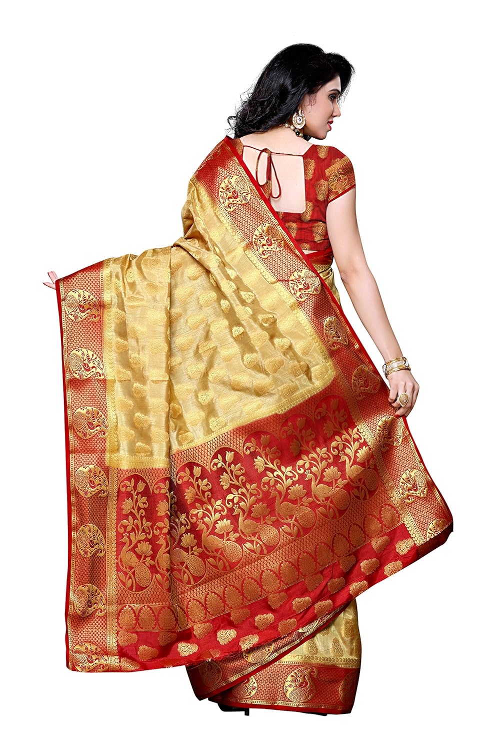 mimosa women's silk saree (224-cku-mrn,chiku,free size)
