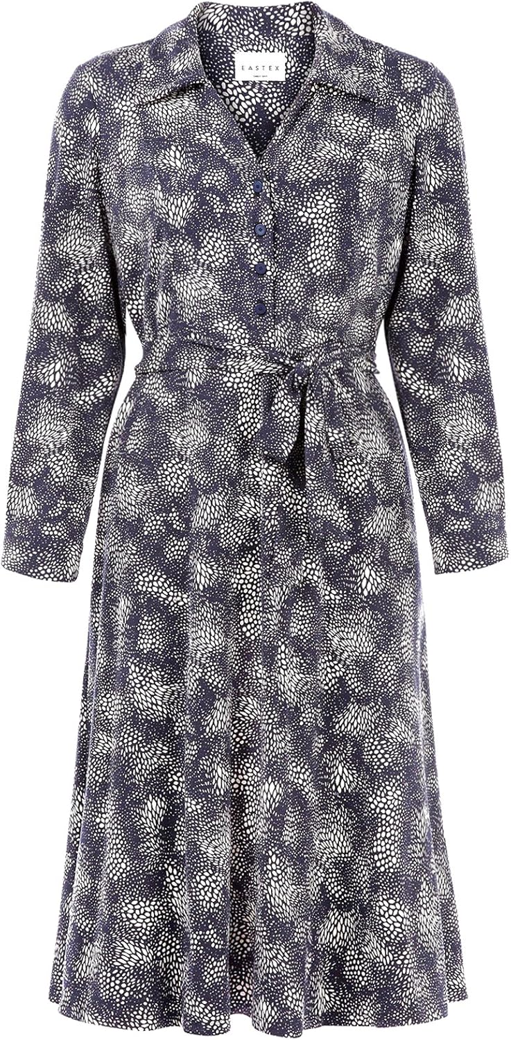 Ex Eastex Scattered Dot Belted Jersey Dress Amazon.co.uk Clothing