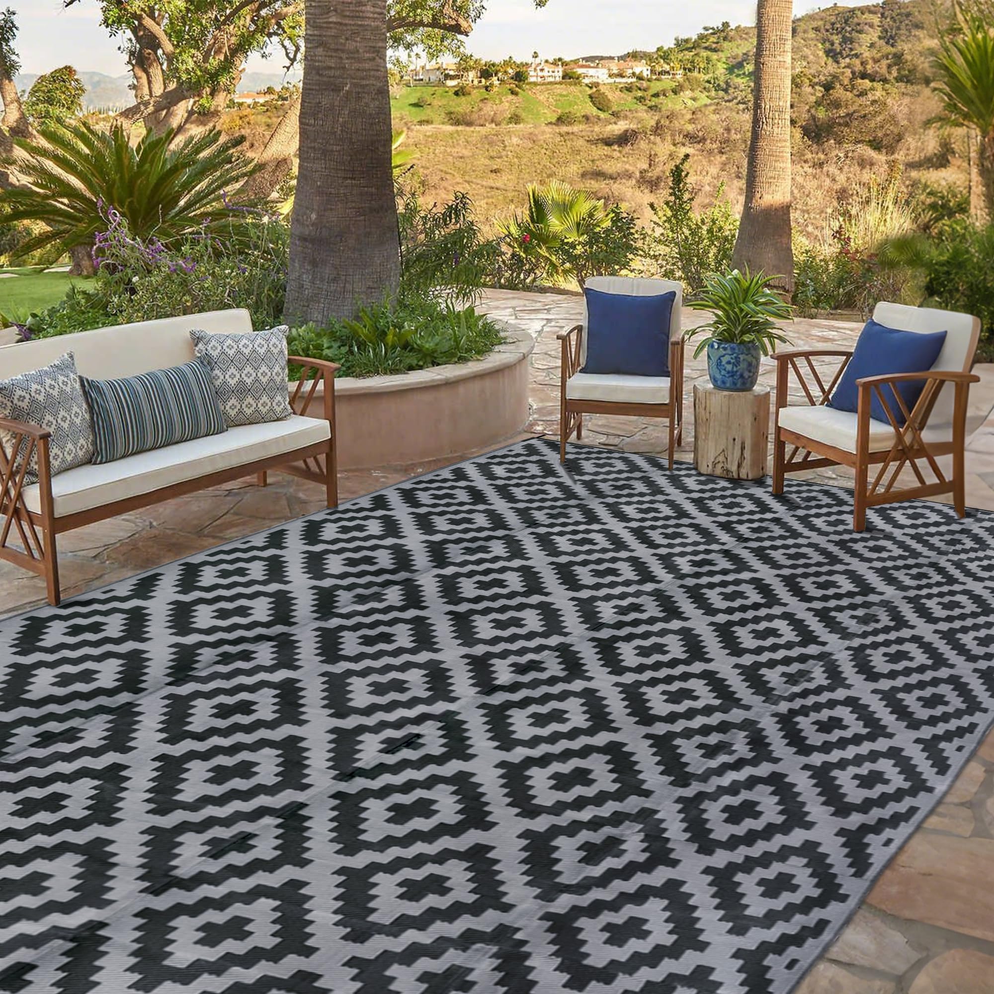 SAND MINE Waterproof Outdoor Rug 10x20 ft, Plastic Reversible Rug ...