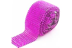 AEAOA 1 Yard Fuchsia Hot Pink Sew Stitch On Spike Stud Cone Flatback Punk Rock Trim mesh Bead Craft (Fuchsia)