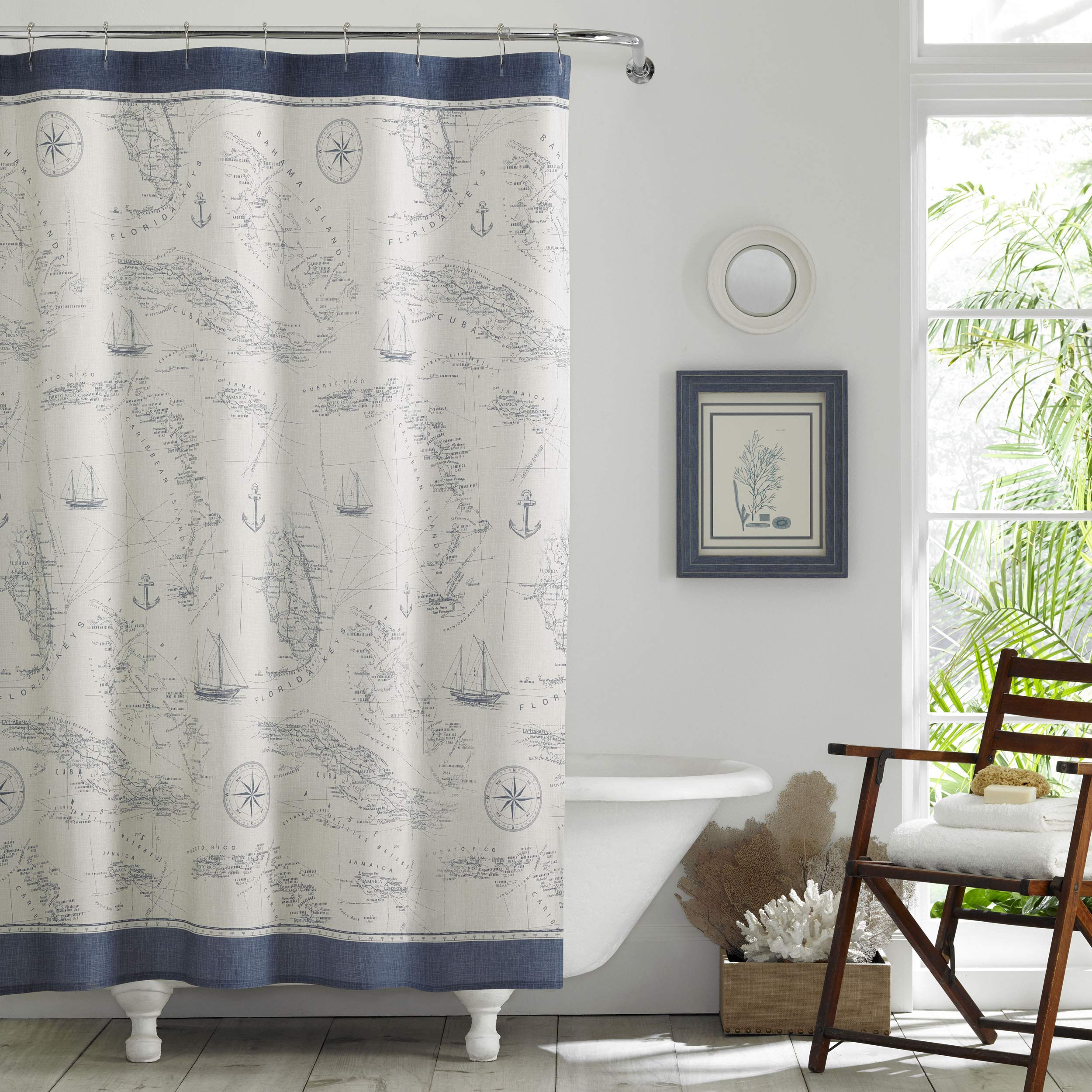 Tommy Bahama - Shower Curtain, Tropical Fabric Shower Curtain, Durable & Medium Weight Bathroom Decor (Caribbean Sea Blue, 72" x 72") Image Tommy Bahama - Shower Curtain, Tropical Fabric Shower Curtain, Durable & Medium Weight Bathroom Decor (Caribbean Sea Blue, 72" x 72") Image