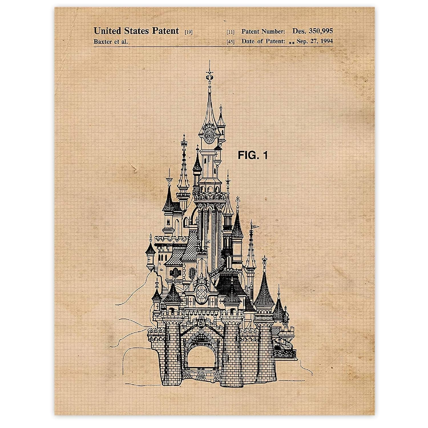 Amazon Com Vintage Disney Sleeping Beauty Castle Vintage Patent Poster Prints Set Of 1 11x14 Unframed Photo Wall Art Decor Gifts Under 15 For Home Office College Student Teacher Magic Amusement Park Fan