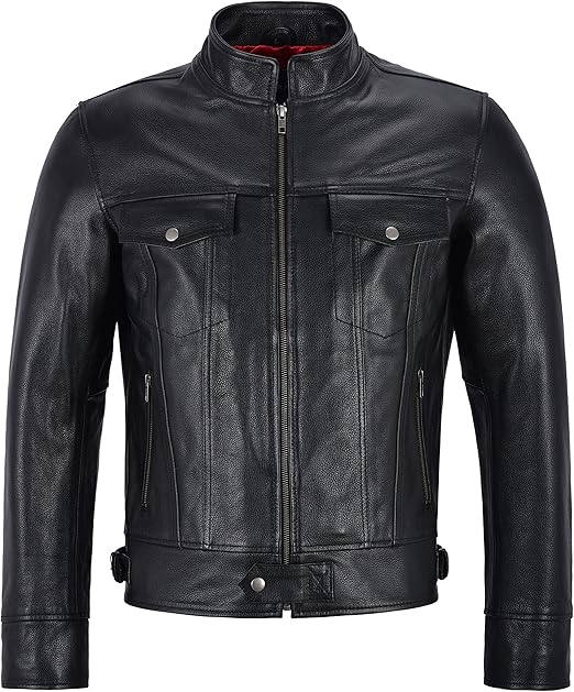 leather moto trucker jacket