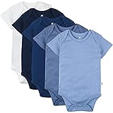 HonestBaby baby-boys 5-pack Short Sleeve Bodysuits One-piece 100% Organic Cotton for Infant Baby Boys
