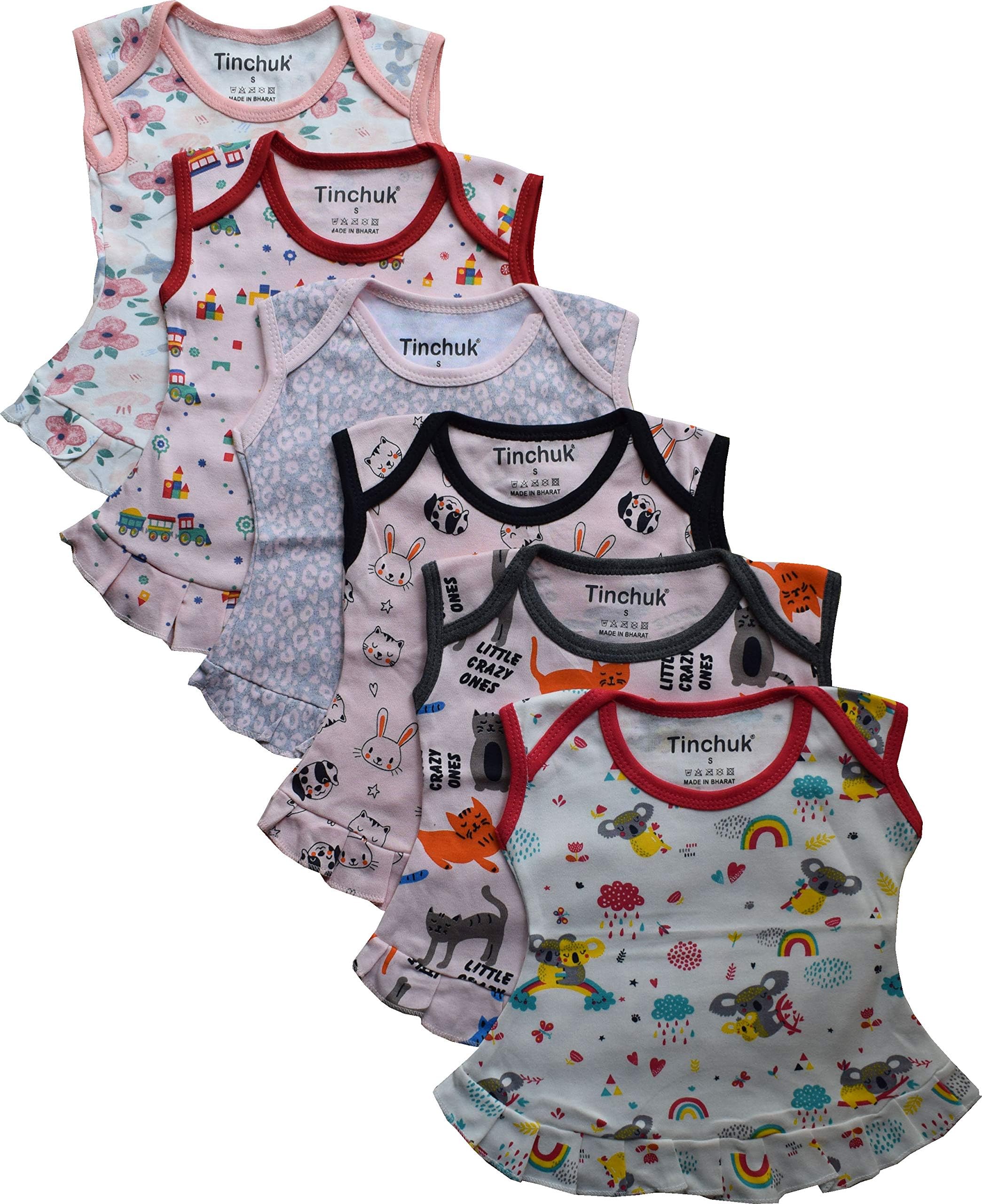 Tinchuk NammaBaby New Born Girl Frock Girl's A-Line Frock Girl Dress Jhabla Set of 6