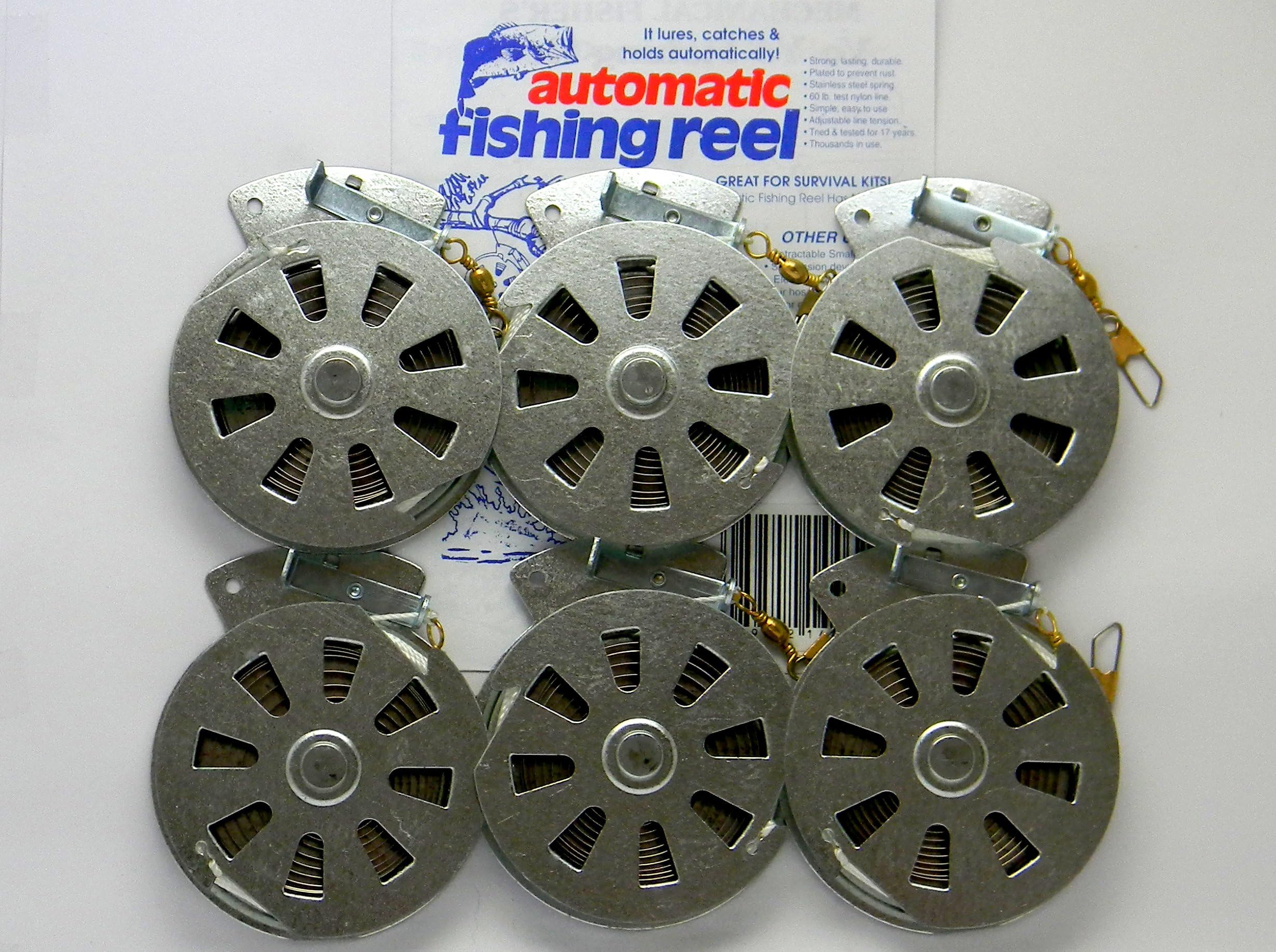 Mechanical Fisher Yoyo Automatic Fishing Reel6 Mechanical Fisher'S Yo Yo Fishing Reels -Package Of 1/2 Dozen- Yoyo Fish Trap -(Flat Trigger Model)