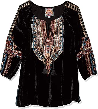 johnny was claude velvet peasant blouse