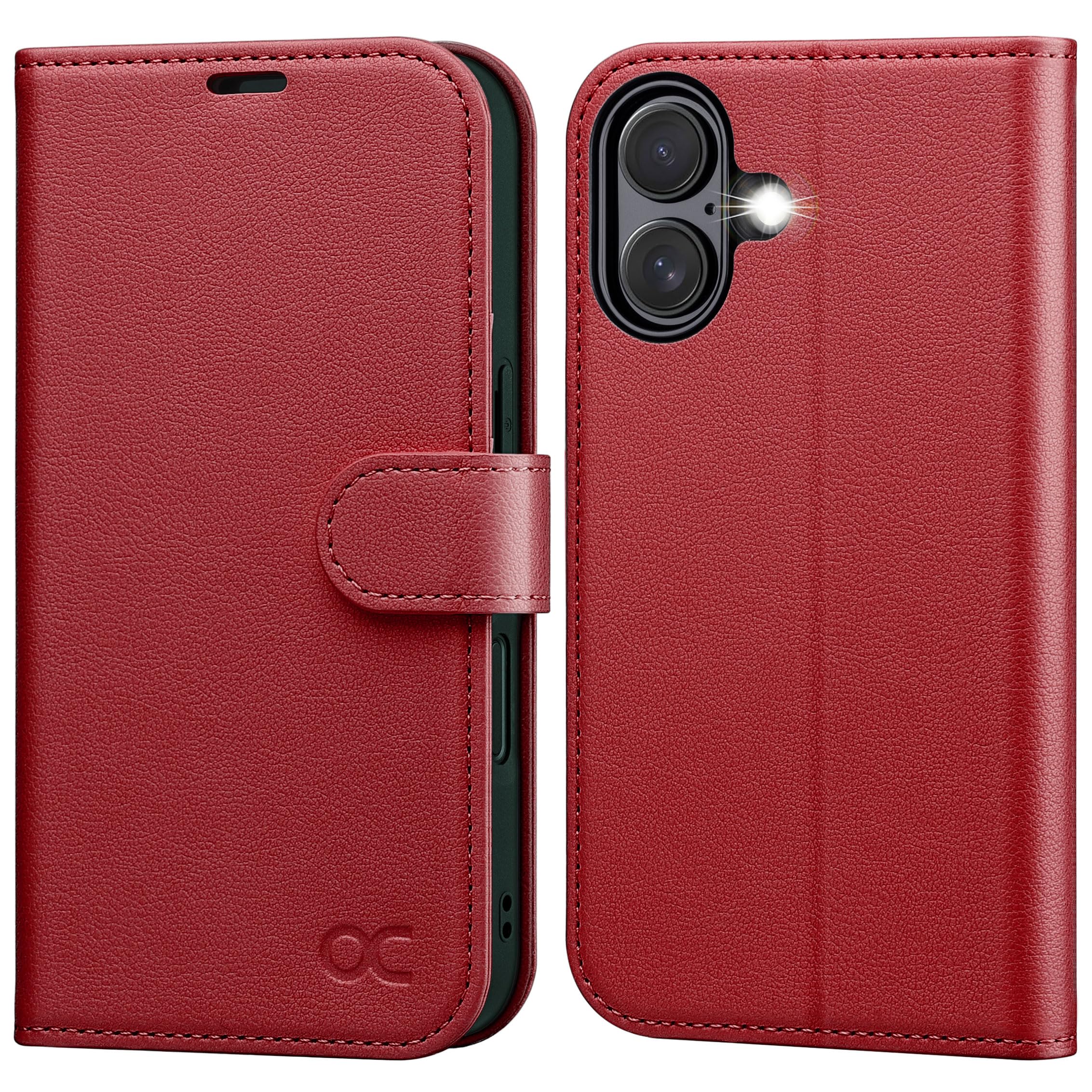 Photo 1 of OCASE Compatible with iPhone 17 Wallet Case, PU Leather Flip Folio Case with Card Holders RFID Blocking Kickstand [Shockproof TPU Inner Shell] Phone Cover 6.3 Inch 2025, Dark Red
