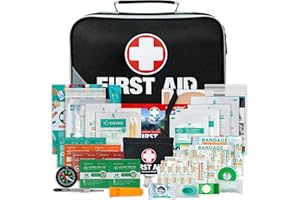 General Medi 2-in-1 First Aid Kit (215 Piece Set) + 43 Piece Mini First Aid Kit -Includes Ice(Cold) Pack, Moleskin Pad and Emergency Blanket for Travel, Home, Office, Car, Workplace(Black)