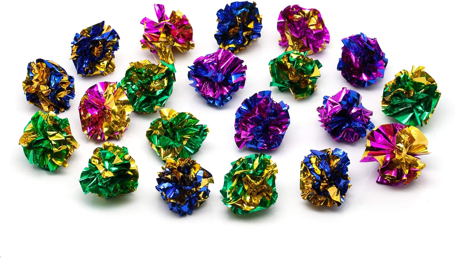 Chiwava 45PCS 1.6'' Mylar Balls Cat Toy Shiny Crinkle Ball Kitten Crackle Lightweight Play Assorted Color : Kitchen & Dining