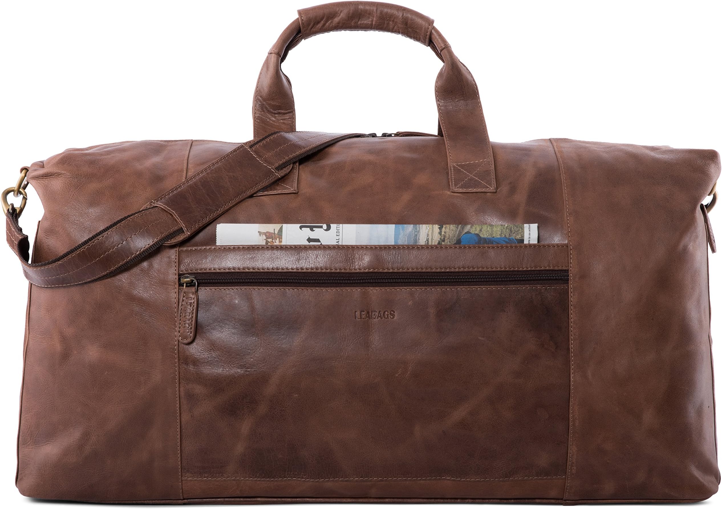 LEABAGS Sydney genuine buffalo leather duffle bag in vintage style - CrazyVinkat