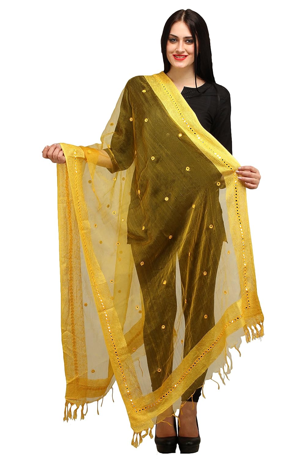 aksara yellow organza dupatta