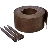Amazon Basics Flexible Landscape Edging Coil for Garden Border, Flower Beds, Lawn and Pathways, 5 inch x 40ft, Brown, 10 Stakes