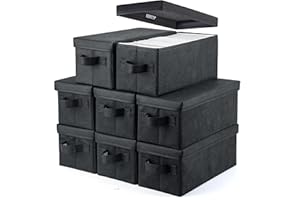 UENTIP CD Storage Box - Pack of 8 CD Case Storage - 13.2" x 5.9" x 5.3", Container holds 30 CDs in full jewel cases, 60 CDs in slim cases, and 165 discs in CD sleeves - Black (8pack-black)