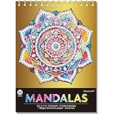 DESECRAFT Spiral Mandala Coloring Book for Adults - Gold Foil Designs, 25 Single-Sided Tear Out Pages, 8.5x11 Premium Paper | Stress Relief & Anxiety Relief Gifts for Women