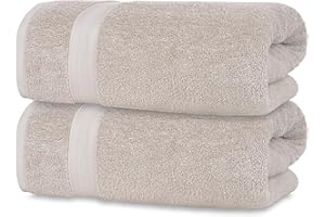 ALL DESIGN TOWELS Quick-Dry, Soft & High Absorbent Bath Towels 35"x70" Cotton Turkish Bath Towel Set of 2 | Daily Use 100% Cotton Towels for Bathroom, Gym & More | Bathroom Towels Set (2 Pcs, Ice Silver)