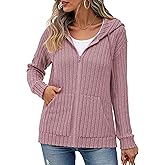 VIISHOW Womens Fall Lightweight Zip Up Hoodies Sweatshirts Comfy Loose Long Sleeve Sweatshirt Solid Color Jacket with Pockets