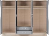 Seconique Nevada 6 Door 2 Drawer Wardrobe Grey Gloss Light Oak 230x52x182.5 view 7