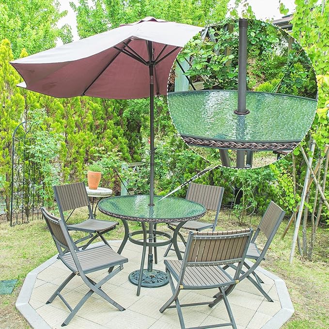 Amazon Com Bememo 2 Inch Patio Table Umbrella Hole Ring And Cap Set Standard Size Umbrella Thicker Hole Ring Plug And Cap Set Black 2 Set Garden Outdoor