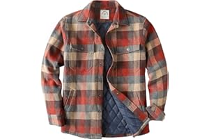 Dubinik® Mens Shacket Lightweight Jacket Cozy Warm Lined Overshirt Flannel Shirts For Men Long Sleeve Snap Casual Plaid