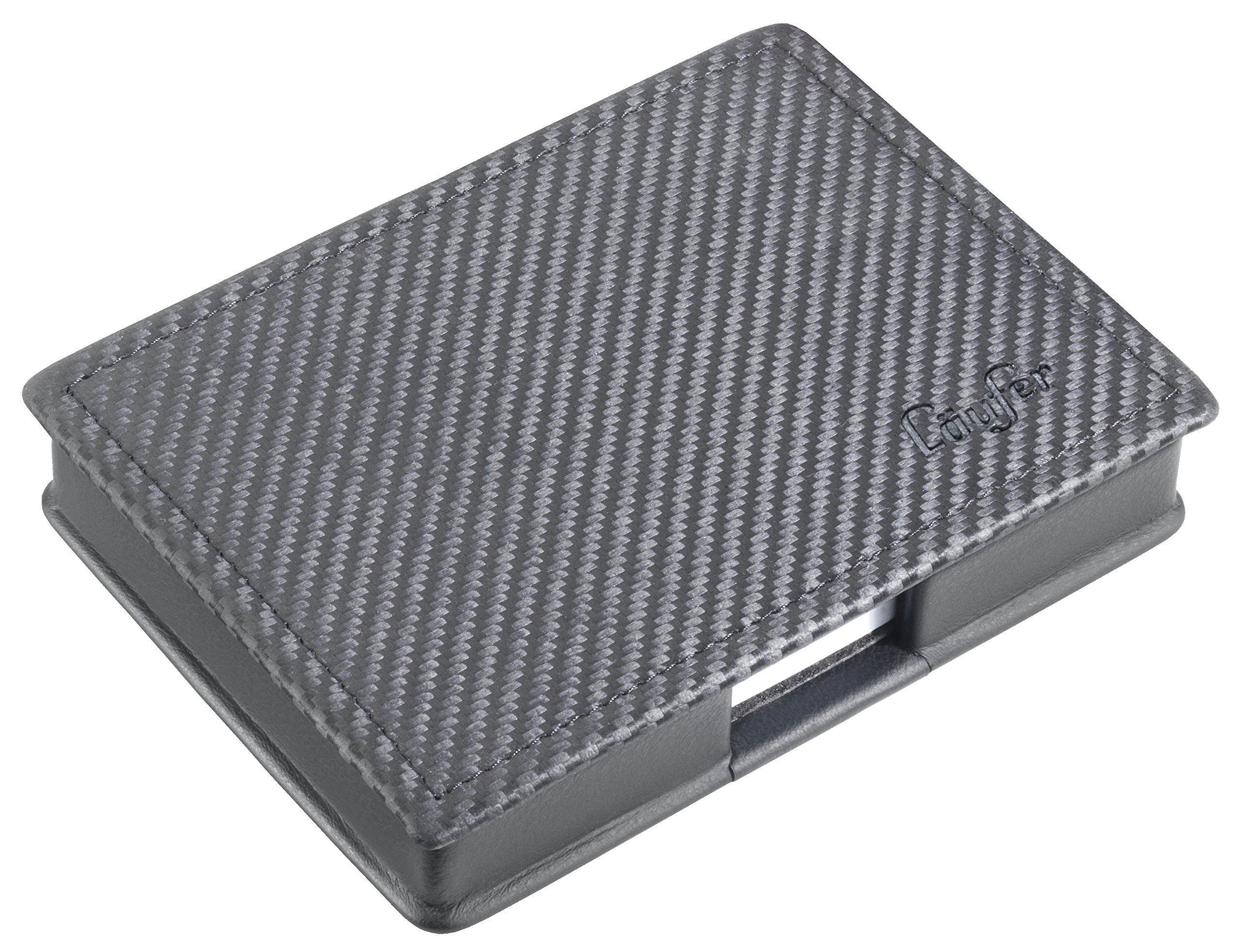 Runner 34059 Ambiente Concerto Concerto Leather Notepad Box Index Card Box, Real Leather, Colour: Carbon/Black, Seam Silver