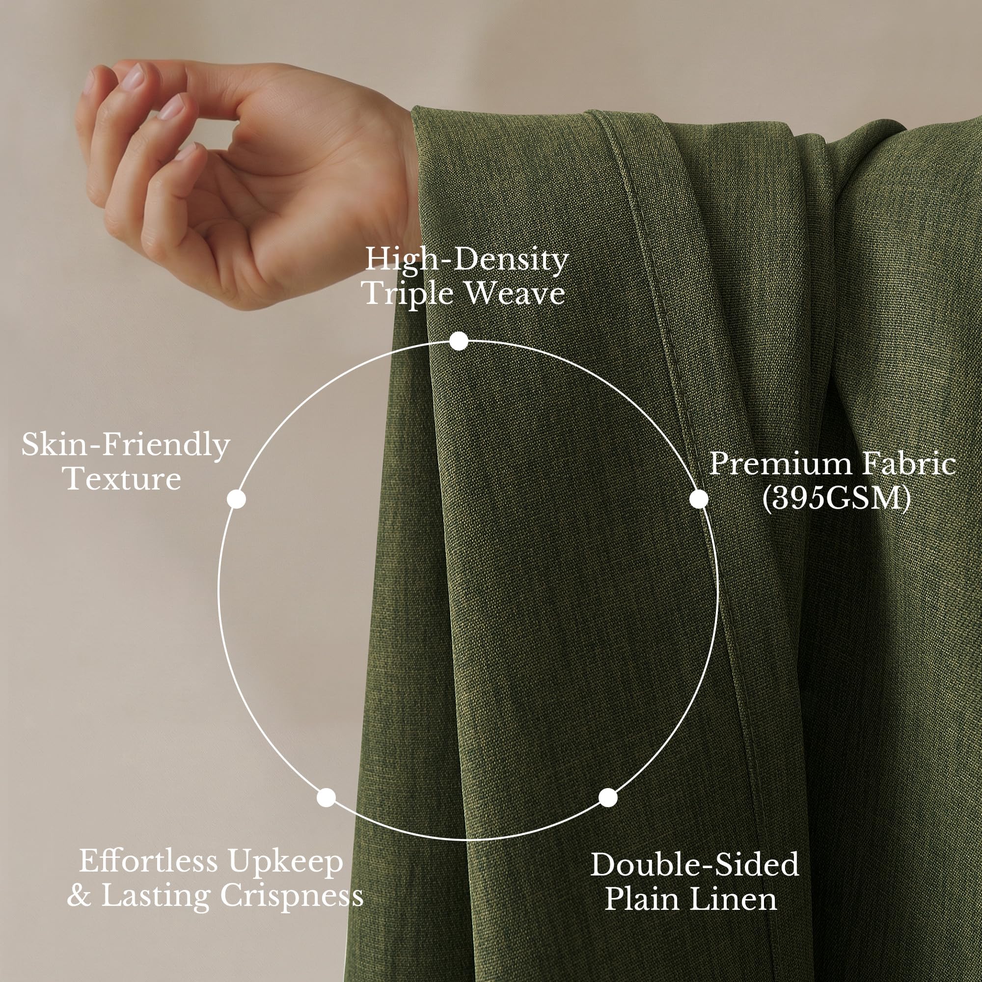 NICETOWN 395GSM Linen Pinch Pleated Vintage Olive Green Curtains 90 inch Long with Hooks - Room Darkening Wrinkle Resistant Drapes for Dining Room & Bedroom, Modern Home Decor (40