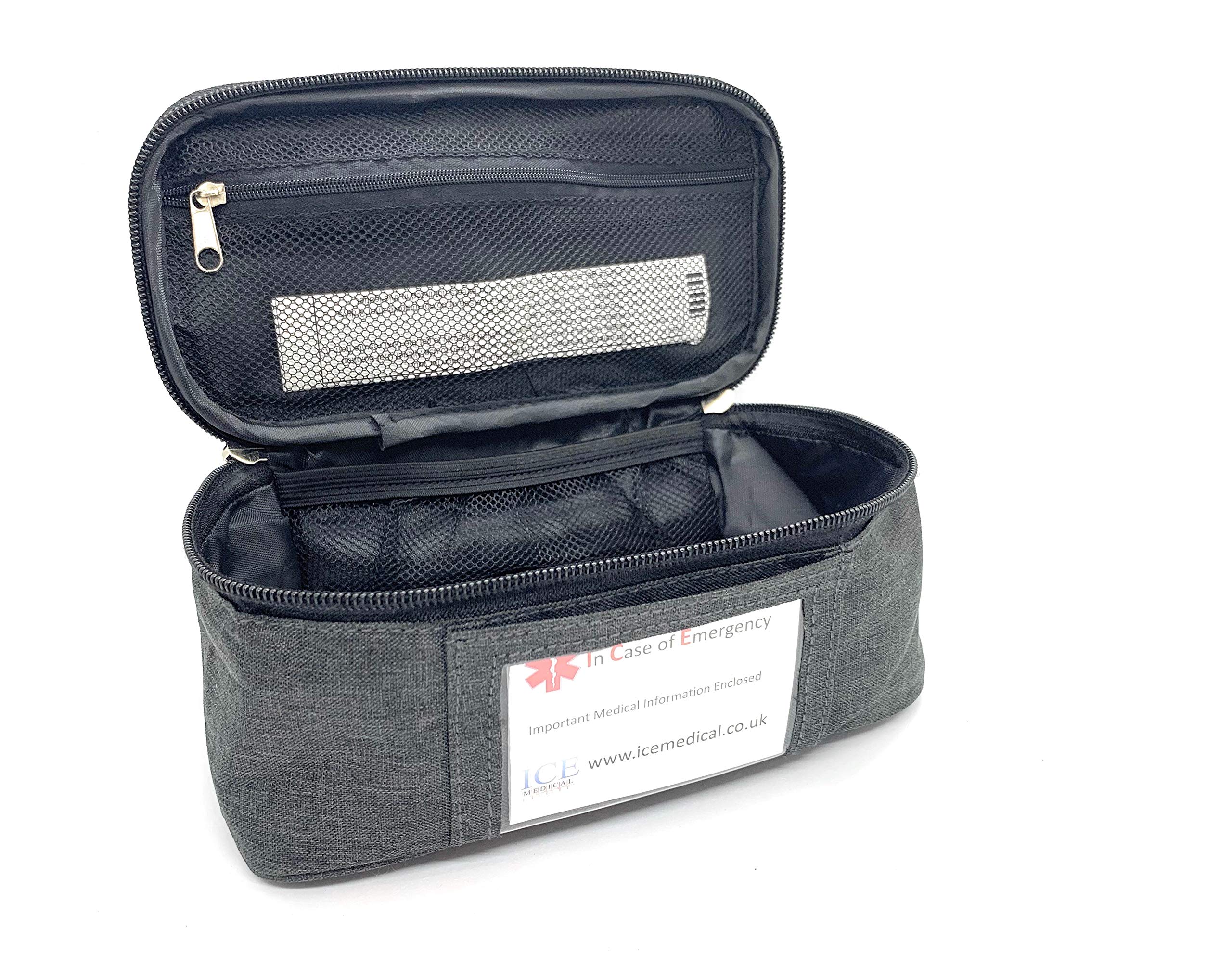 ICE Medical Grey/Black Midi Epipen Syringe Case/Bag - Allergies, Diabetes, Inhalers, Syringes, Insulin etc