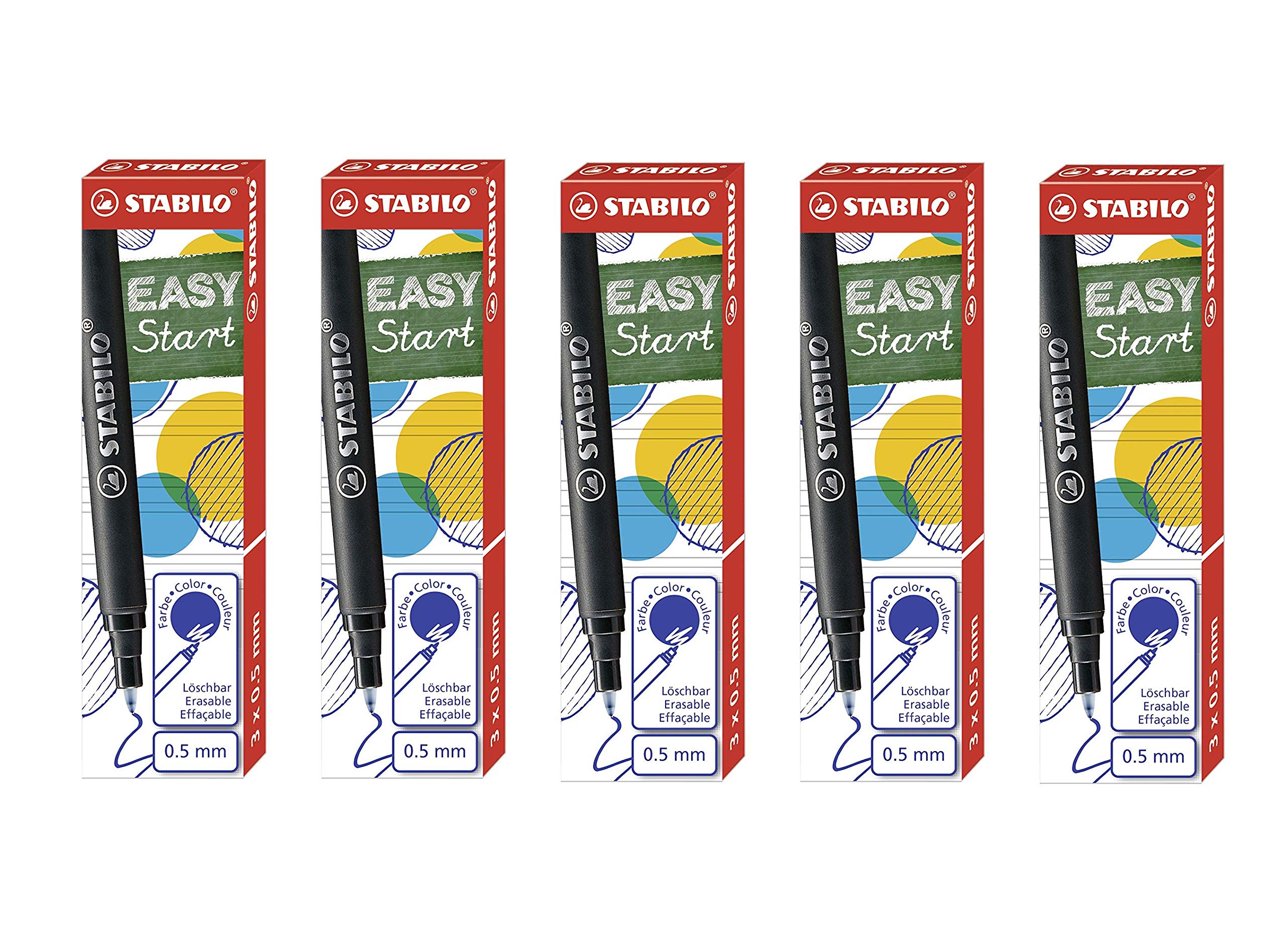 Stabilo EASYoriginal Ink Cartridge Medium Pack of 3, Blue – 15 cartridges, 9,3 x 2,5 x 1,1 cm