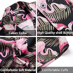 HISDERN Mens Hawaiian Shirt Flamingo Short Sleeve