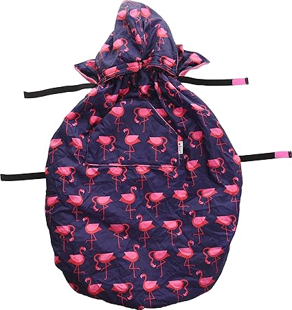 BundleBean - Wetterschutz-Cover für Babytragen & Tragetücher - Fleece-Futter - Dunkelblau mit Flamingos