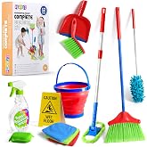 Play22 Kids Cleaning Set 12 Piece &ndash; Toy Cleaning Set for Girls &amp; Boys | Includes Broom, Mop, Brush, Dust Pan, Duster, Sponge, 3 Clothes, Spray Bottle, Bucket &amp; Caution Sign, Christmas Gift for Kids