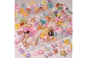 RGEXNST 80pcs Slime Charms Cute Set, Mixed Junk Case Charms Resin Flat Back Jelly Embellishments, for Phone Junk Cases,Crafti