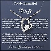Valentines Day Gifts for Her To My Wife Necklace from Husband - Gifts for Wife Christmas Birthday Anniversary Romantic Love Jewelry Gift,Valentines Heart Pendent Necklace for Women with Love Message Card
