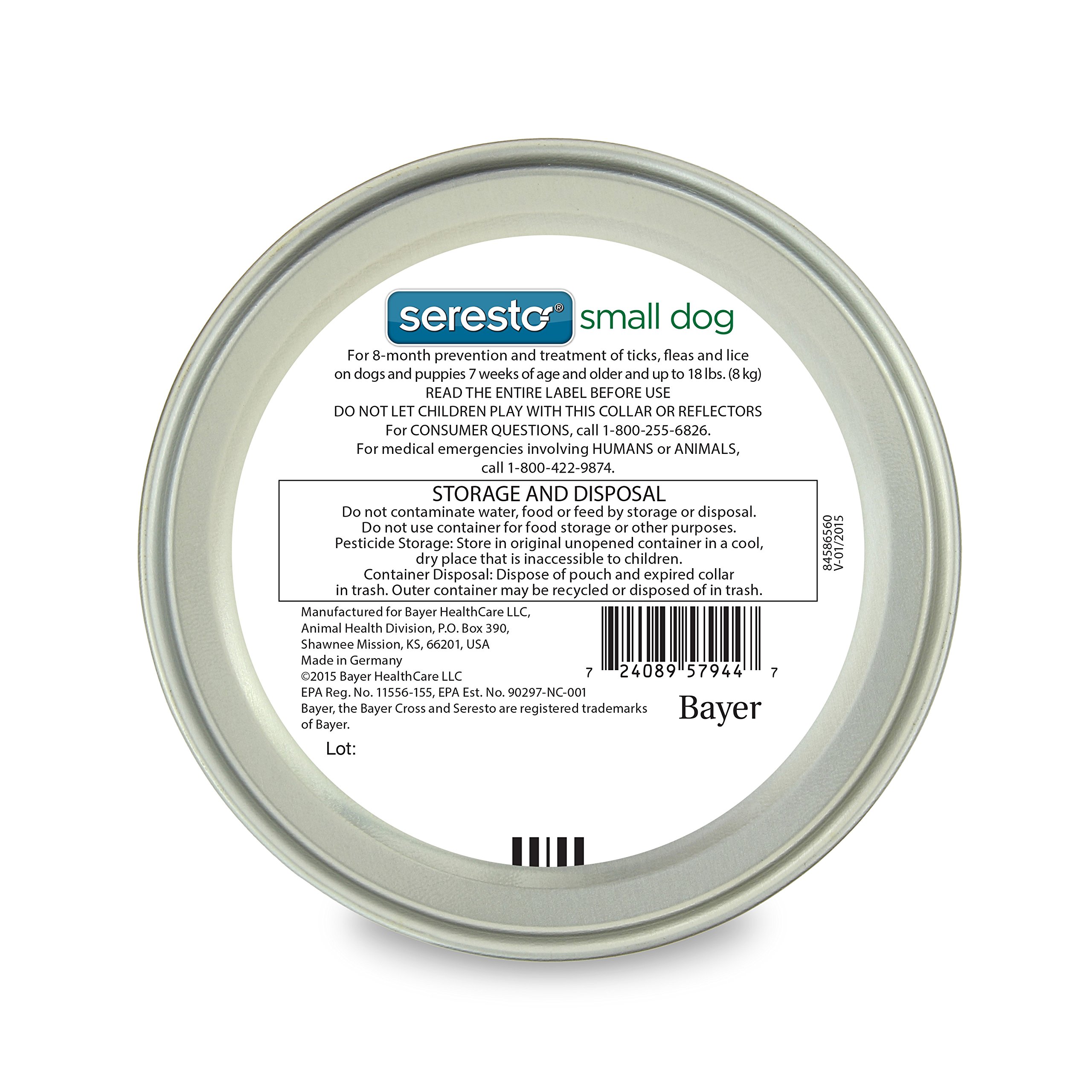 Bayer Seresto Flea and Tick Collar for Small Dog, up to 18 lb, 8 Month