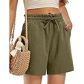 Libin Shorts for Women Linen Shorts High Waisted Lightweight Drawstring Casual Summer Beach Vacation Outfit