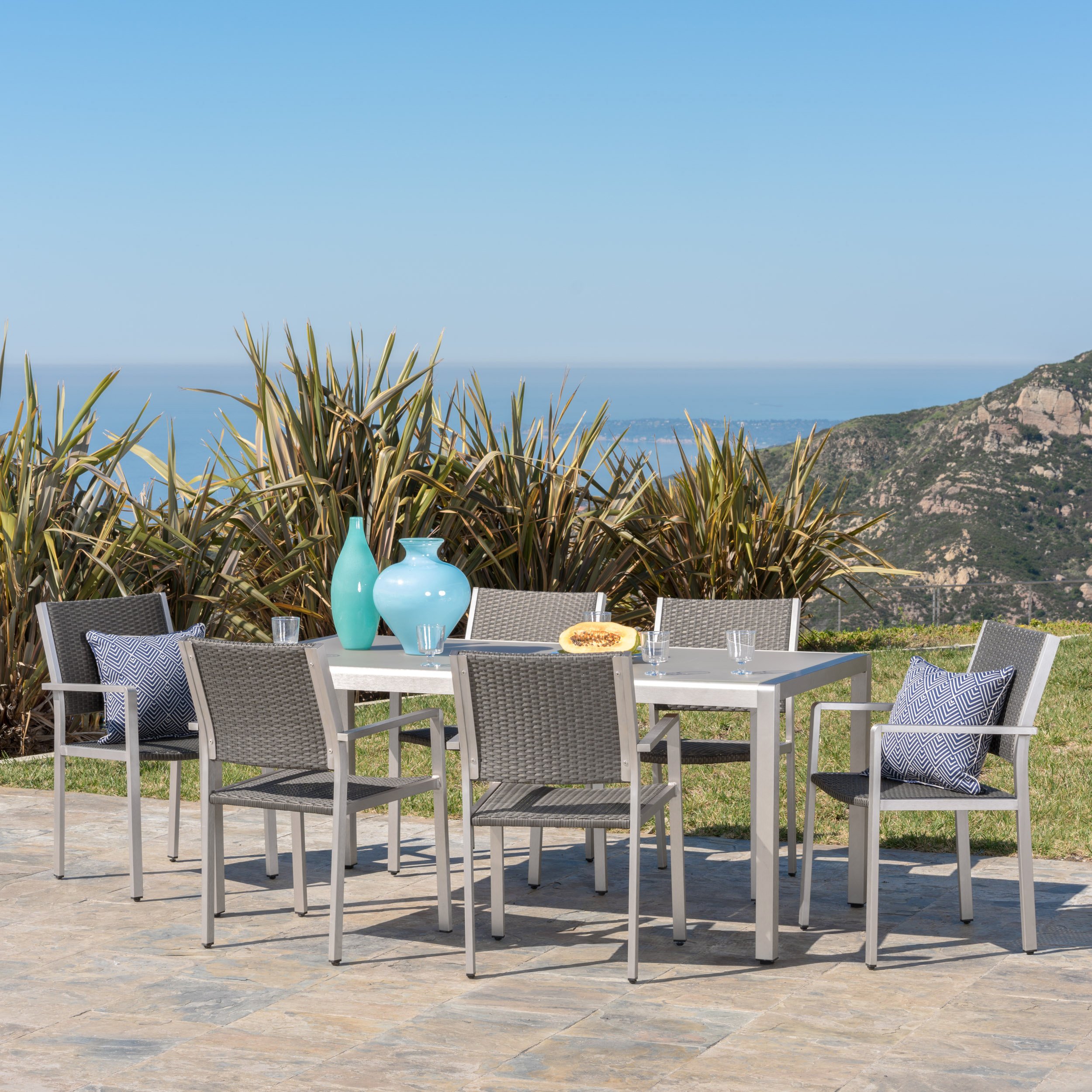 Christopher Knight Home Cape Coral Outdoor Aluminum Dining Table with