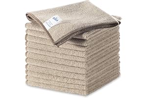 MR.SIGA Microfiber Cleaning Cloths, All-Purpose Surface Microfiber Towels, Streak Free Cleaning Rags, Pack of 12, Coffee, Siz