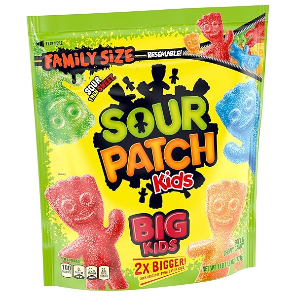 SOUR PATCH KIDS BIG KIDS SOFT & CHEWY CANDY, FAMILY SIZE, BULK CANDY, 1.7 LB