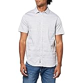 KARL LAGERFELD Men's Button Front Printed Short Sleeve Woven Dress